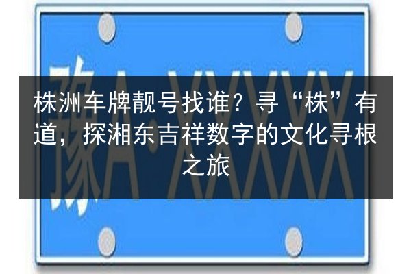 株洲车牌靓号找谁?寻“株”有道,探湘东吉祥数字的文化寻根之旅 第3张 株洲车牌靓号找谁?寻“株”有道,探湘东吉祥数字的文化寻根之旅 第3张