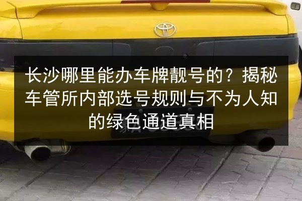 长沙哪里能办车牌靓号的?揭秘车管所内部选号规则与不为人知的绿色通道真相 第3张 长沙哪里能办车牌靓号的?揭秘车管所内部选号规则与不为人知的绿色通道真相 第3张