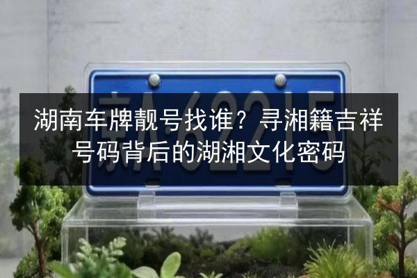 湖南车牌靓号找谁?寻湘籍吉祥号码背后的湖湘文化密码 第2张 湖南车牌靓号找谁?寻湘籍吉祥号码背后的湖湘文化密码 第2张