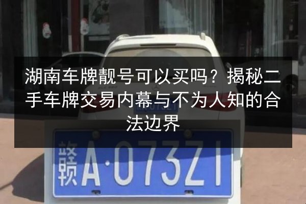 湖南车牌靓号可以买吗?揭秘二手车牌交易内幕与不为人知的合法边界 第3张 湖南车牌靓号可以买吗?揭秘二手车牌交易内幕与不为人知的合法边界 第3张