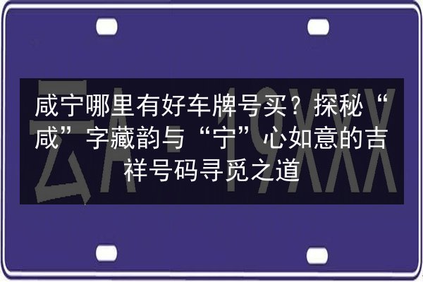 咸宁哪里有好车牌号买?探秘“咸”字藏韵与“宁”心如意的吉祥号码寻觅之道 第2张 咸宁哪里有好车牌号买?探秘“咸”字藏韵与“宁”心如意的吉祥号码寻觅之道 第2张
