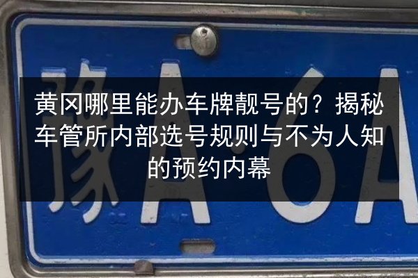 黄冈哪里能办车牌靓号的?揭秘车管所内部选号规则与不为人知的预约内幕 第2张 黄冈哪里能办车牌靓号的?揭秘车管所内部选号规则与不为人知的预约内幕 第2张