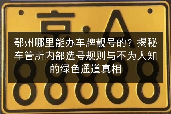 鄂州哪里能办车牌靓号的?揭秘车管所内部选号规则与不为人知的绿色通道真相 第2张 鄂州哪里能办车牌靓号的?揭秘车管所内部选号规则与不为人知的绿色通道真相 第2张
