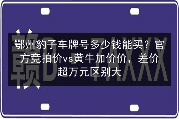 鄂州豹子车牌号多少钱能买？官方竞拍价vs黄牛加价价，差价超万元区别大