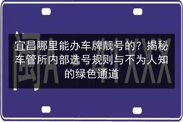 宜昌哪里能办车牌靓号的？揭秘车管所内部选号规则与不为人知的绿色通道 第1张